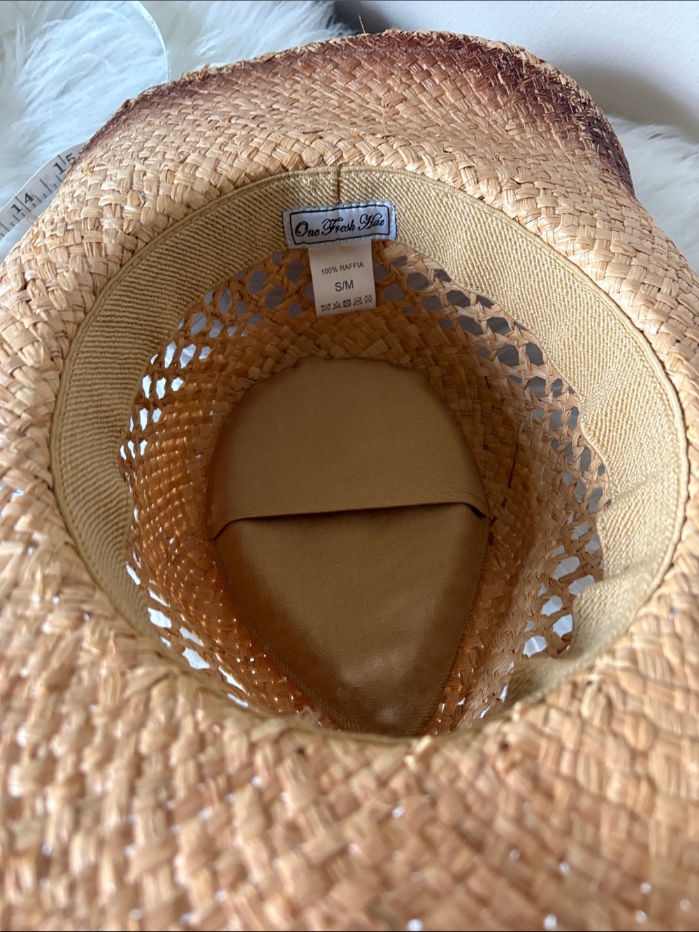 Woven Straw Western Hat with Decorative Band - Brown - Picture 5 of 9